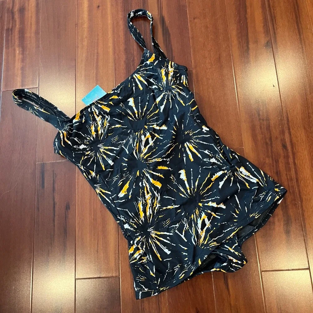 Andie Demi‎ Moore Swimsuit The Marseilles One Piece Swim Black Fireworks New XS